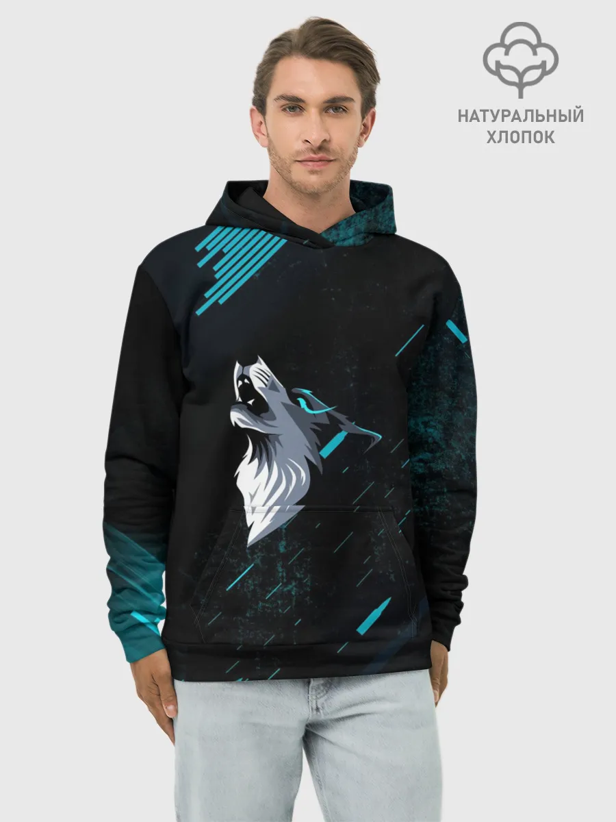 Худи мужской база хлопок / Sky Wolf