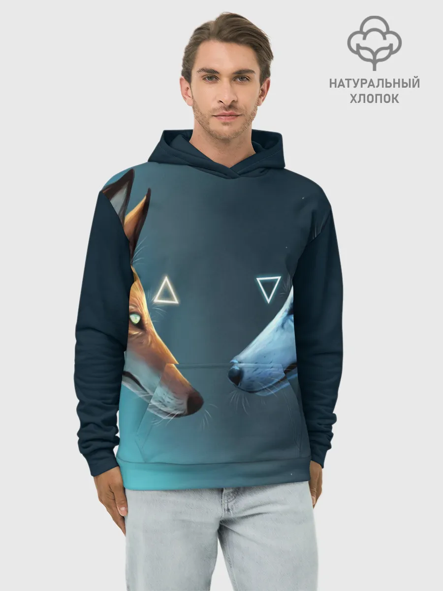 Худи мужской база хлопок / ЛИСА И ВОЛК