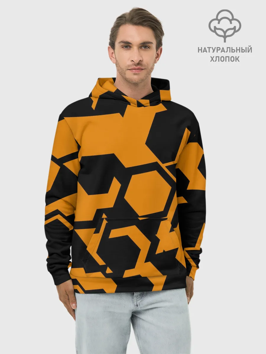 Худи мужской база хлопок / КИБЕРПАНК, жёлтый