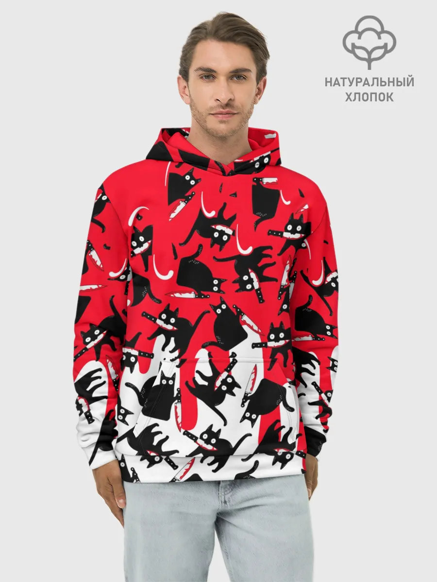 Худи мужской база хлопок / WHAT CAT