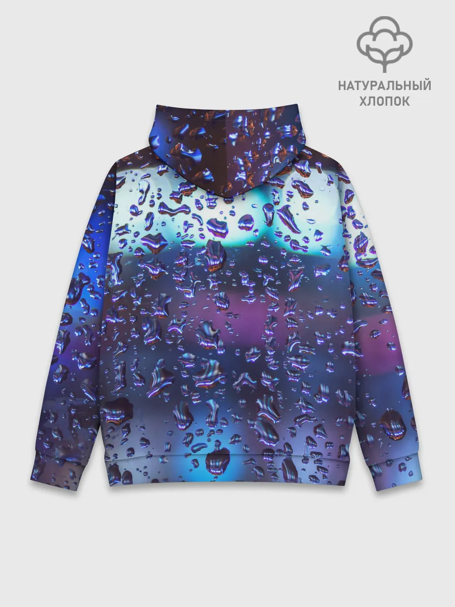 Худи мужской база хлопок / Капли на стекле макро