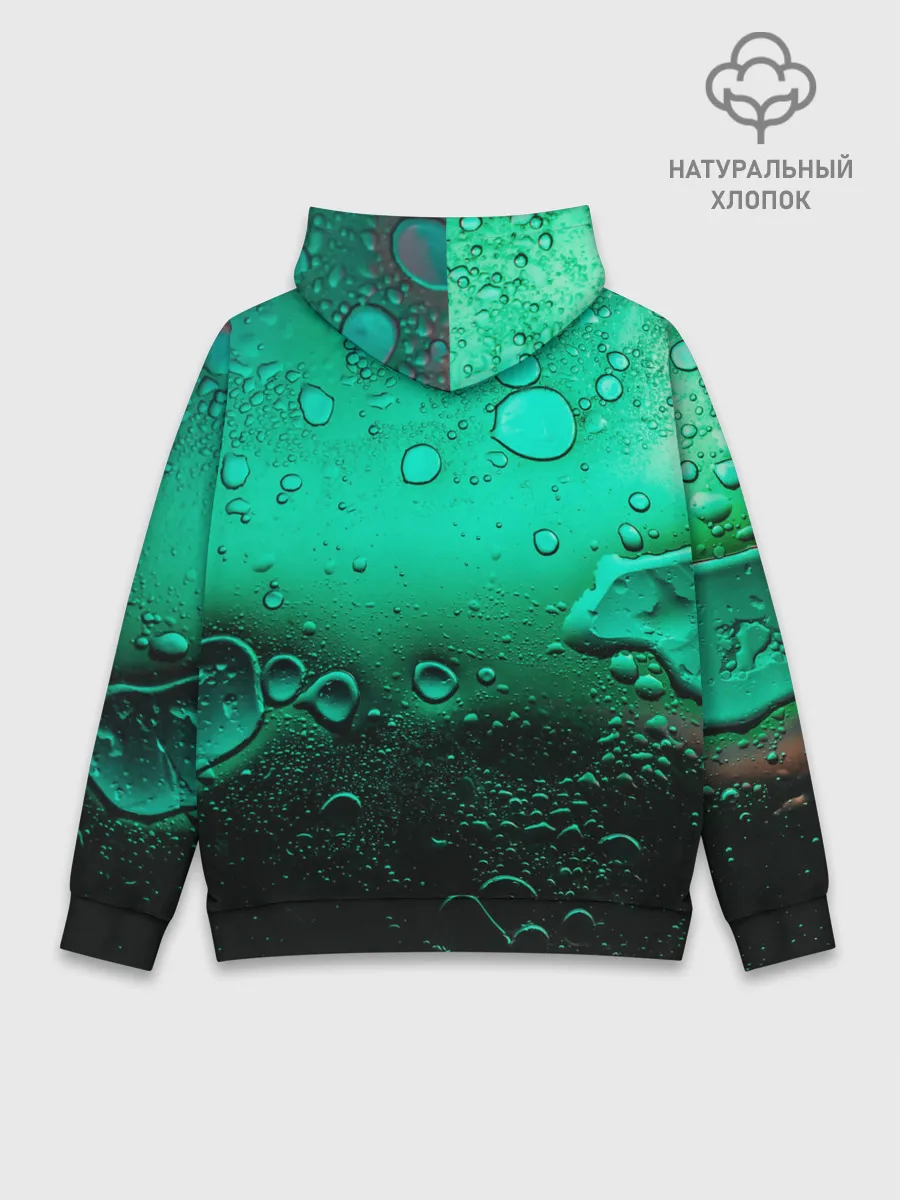 Худи мужской база хлопок / Зеленые капли клетки