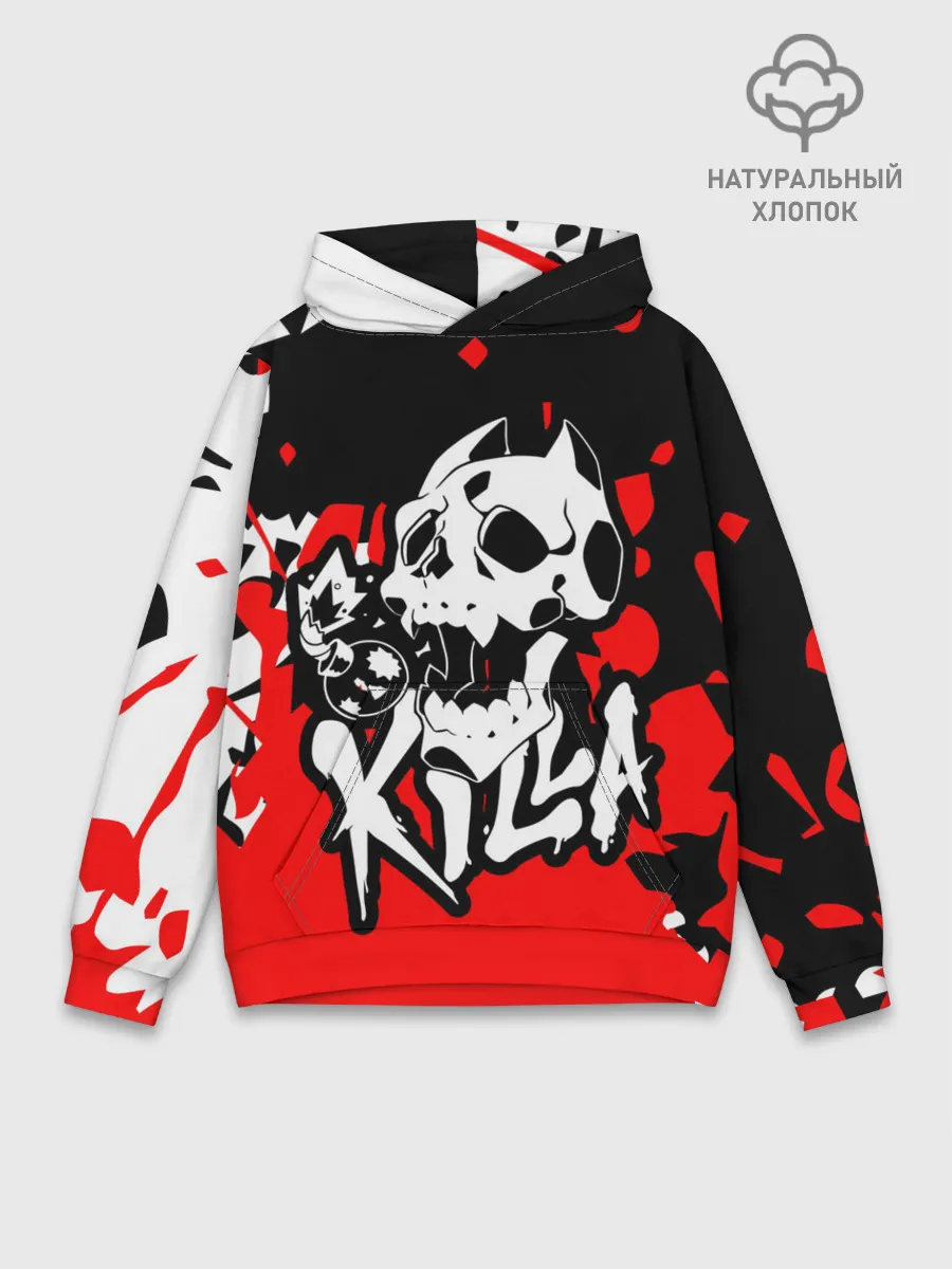 Худи мужской база хлопок / KILLA красные брызги