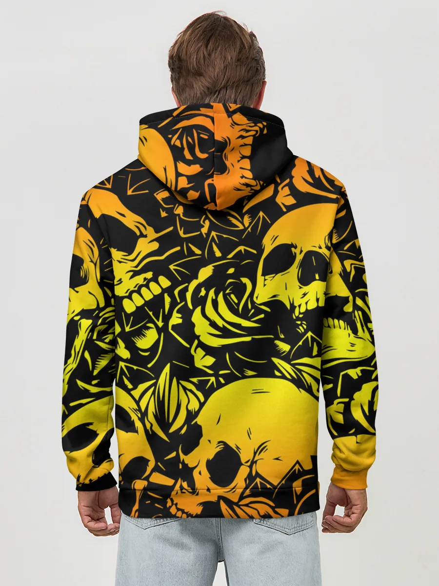 Худи мужской база хлопок / KILLA оранжевые черепа