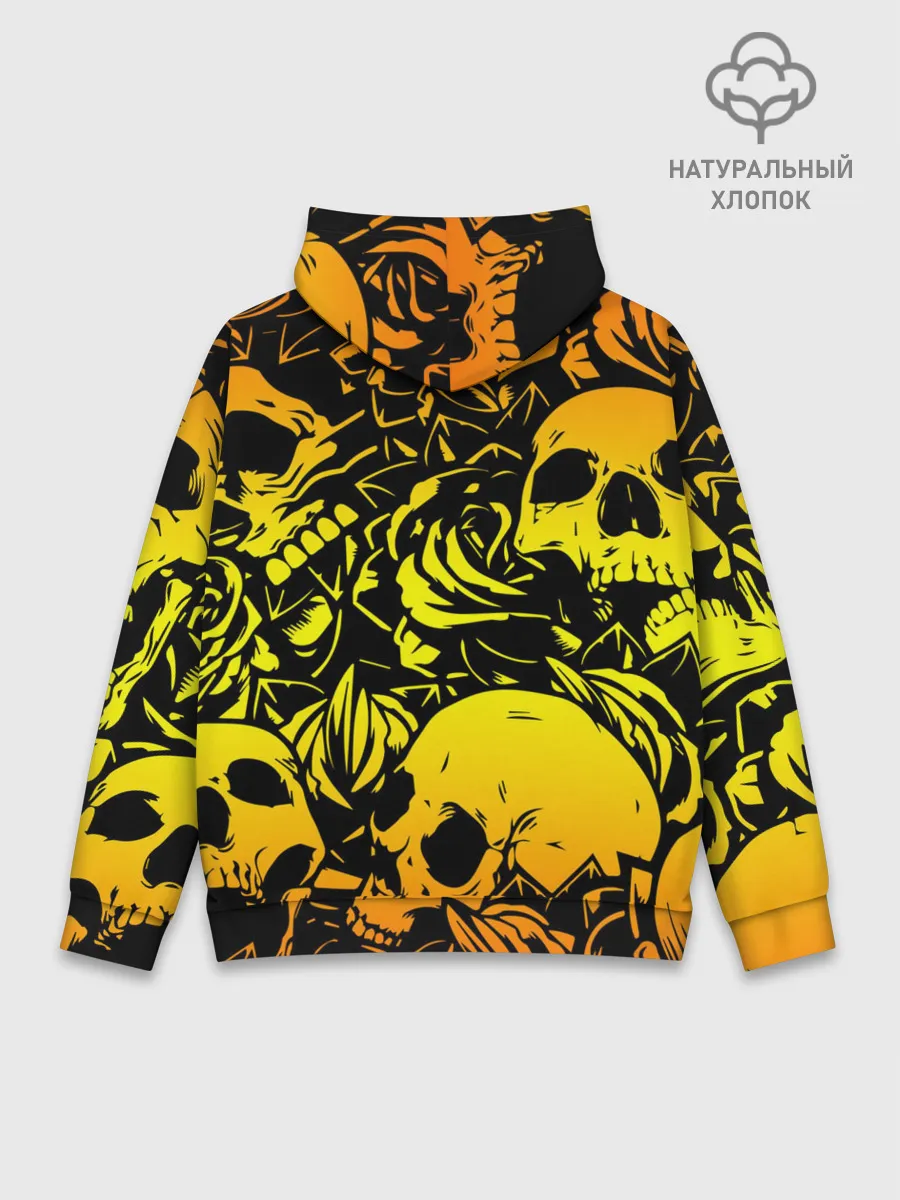 Худи мужской база хлопок / KILLA оранжевые черепа