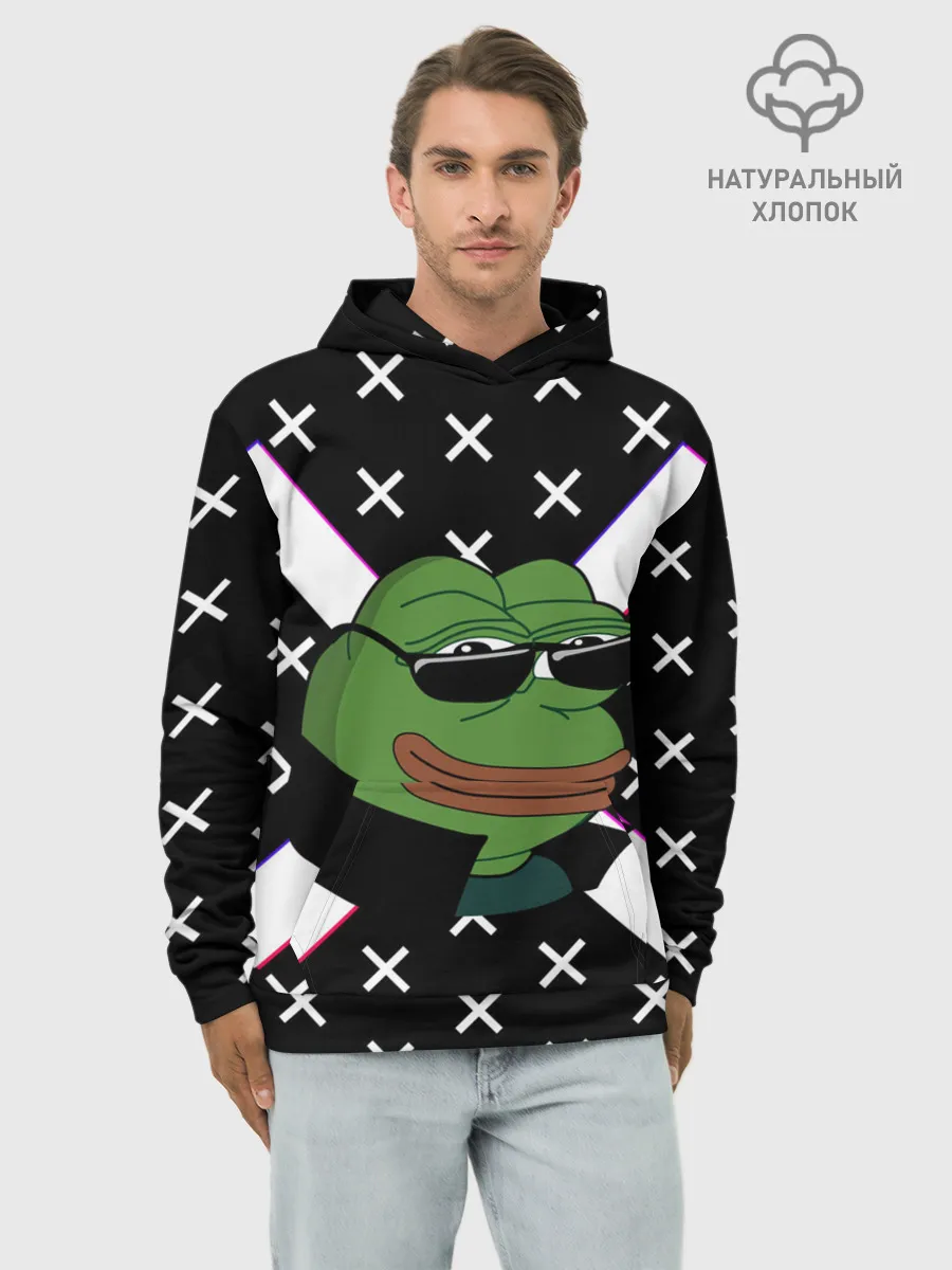 Худи мужской база хлопок / Pepe в очках EZ