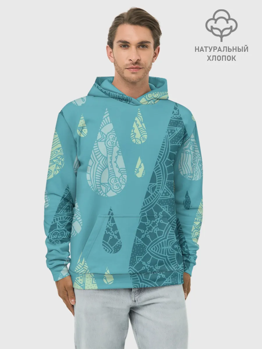 Худи мужской база хлопок / Лесной узор