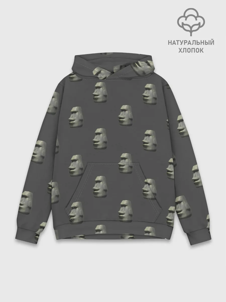 Худи мужской база хлопок / Голова с острова Пасхи