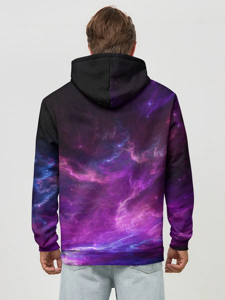 Худи мужской база хлопок / Космическое небо