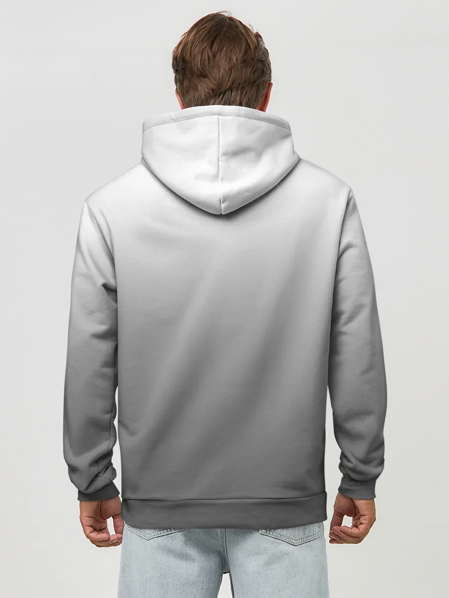 Худи мужской база хлопок / Черно-белый градиент