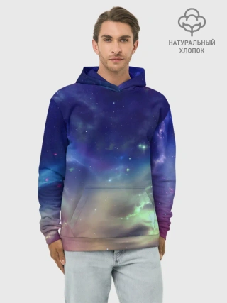 Худи мужской база хлопок / Космическое сияние
