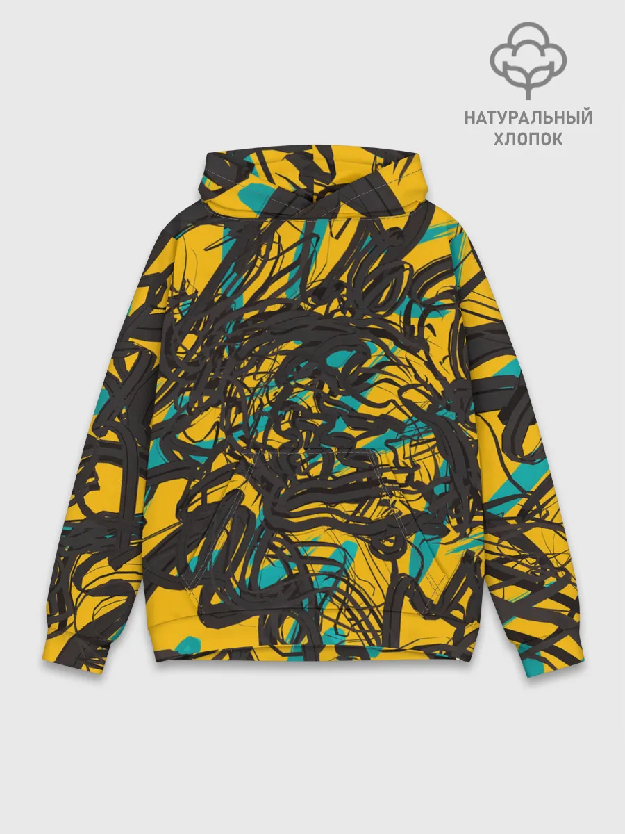 Худи мужской база хлопок / Черные линии