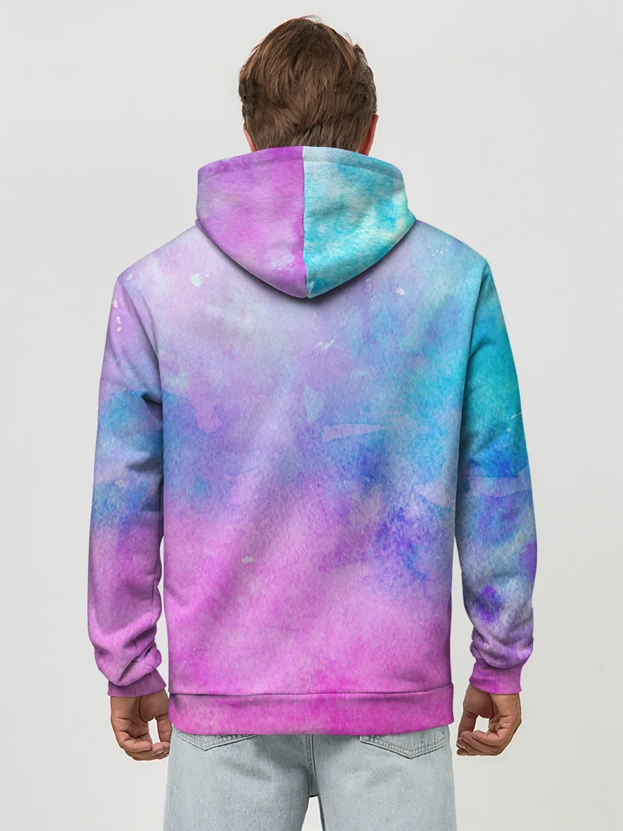 Худи мужской база хлопок / Акварельные пятна