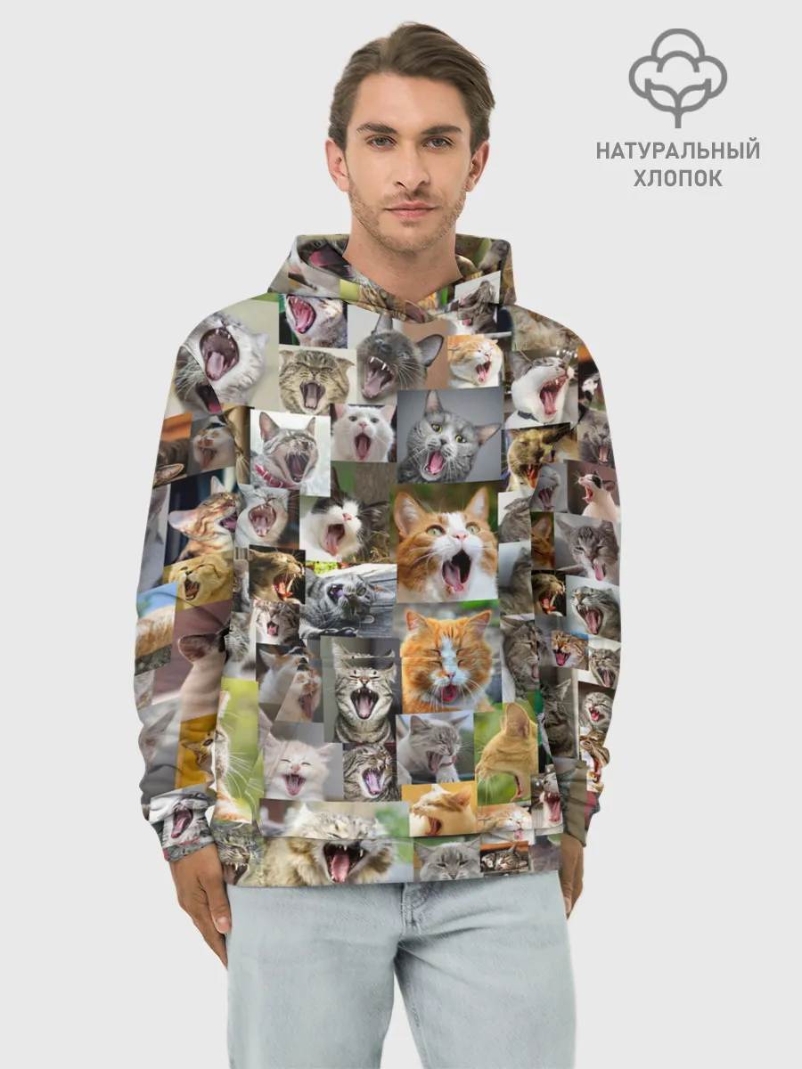 Худи мужской база хлопок / Неко ахегао цвет