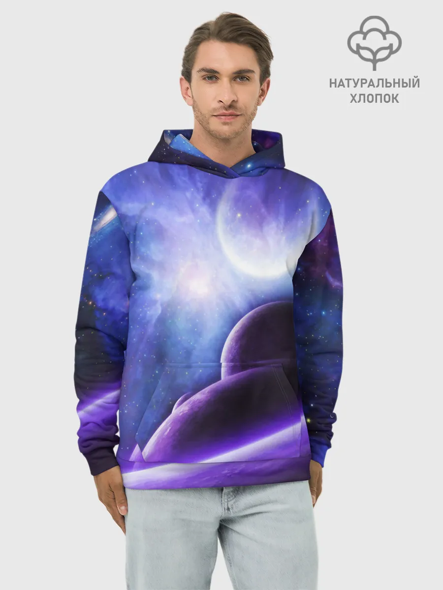 Худи мужской база хлопок / Неоновый Космос