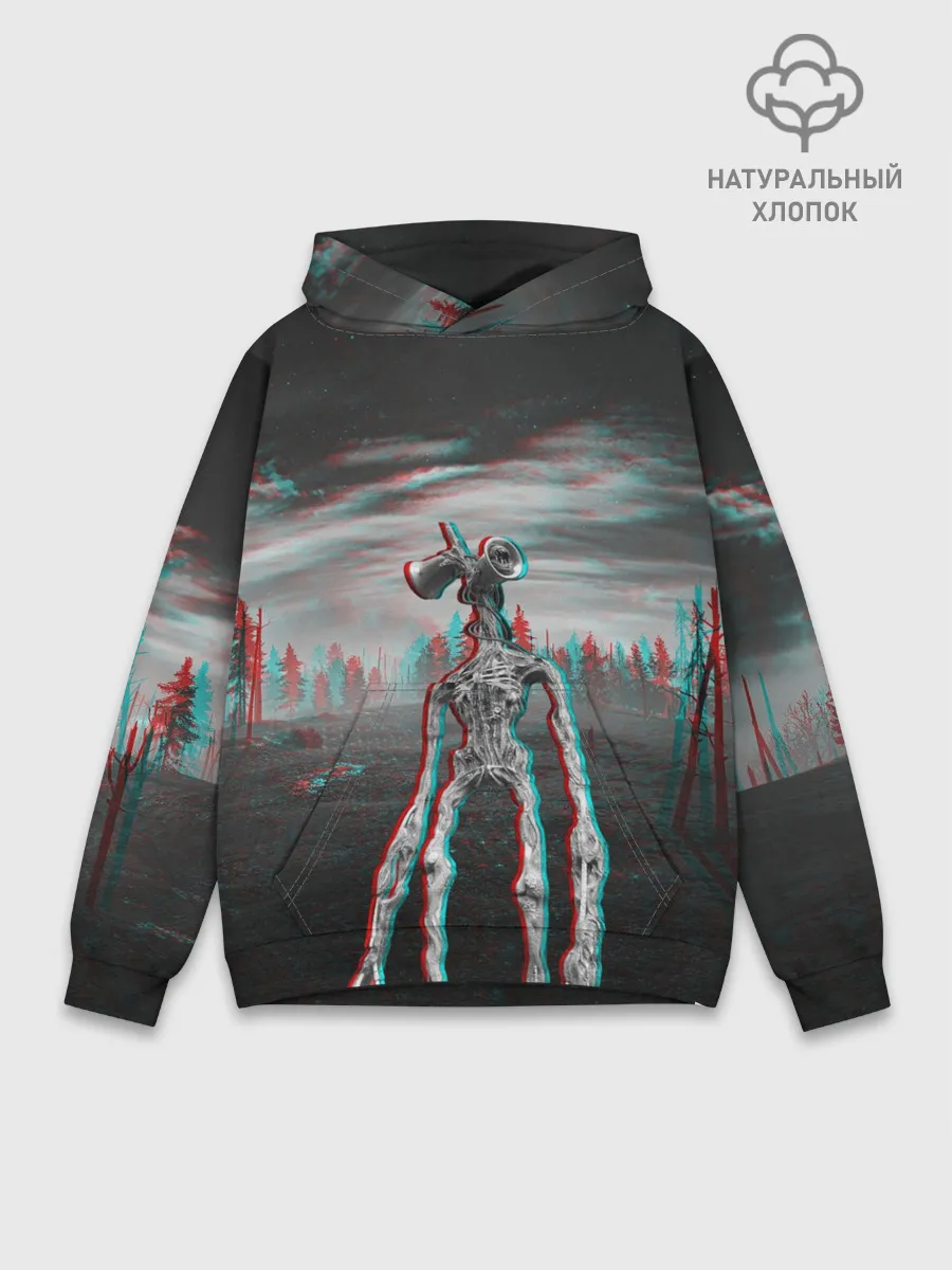 Худи мужской база хлопок / Siren Head Horror Glitch