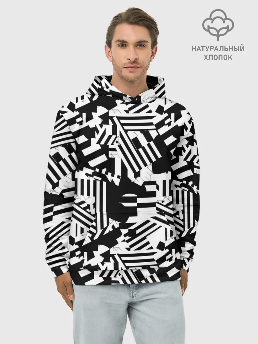 Худи мужской база хлопок / Хаотичные линии