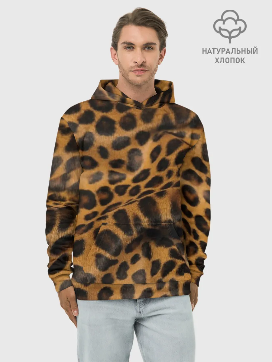 Худи мужской база хлопок / Леопард