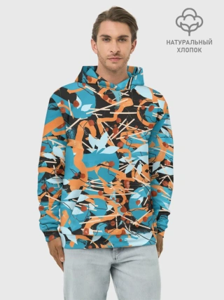 Худи мужской база хлопок / Яркие линии