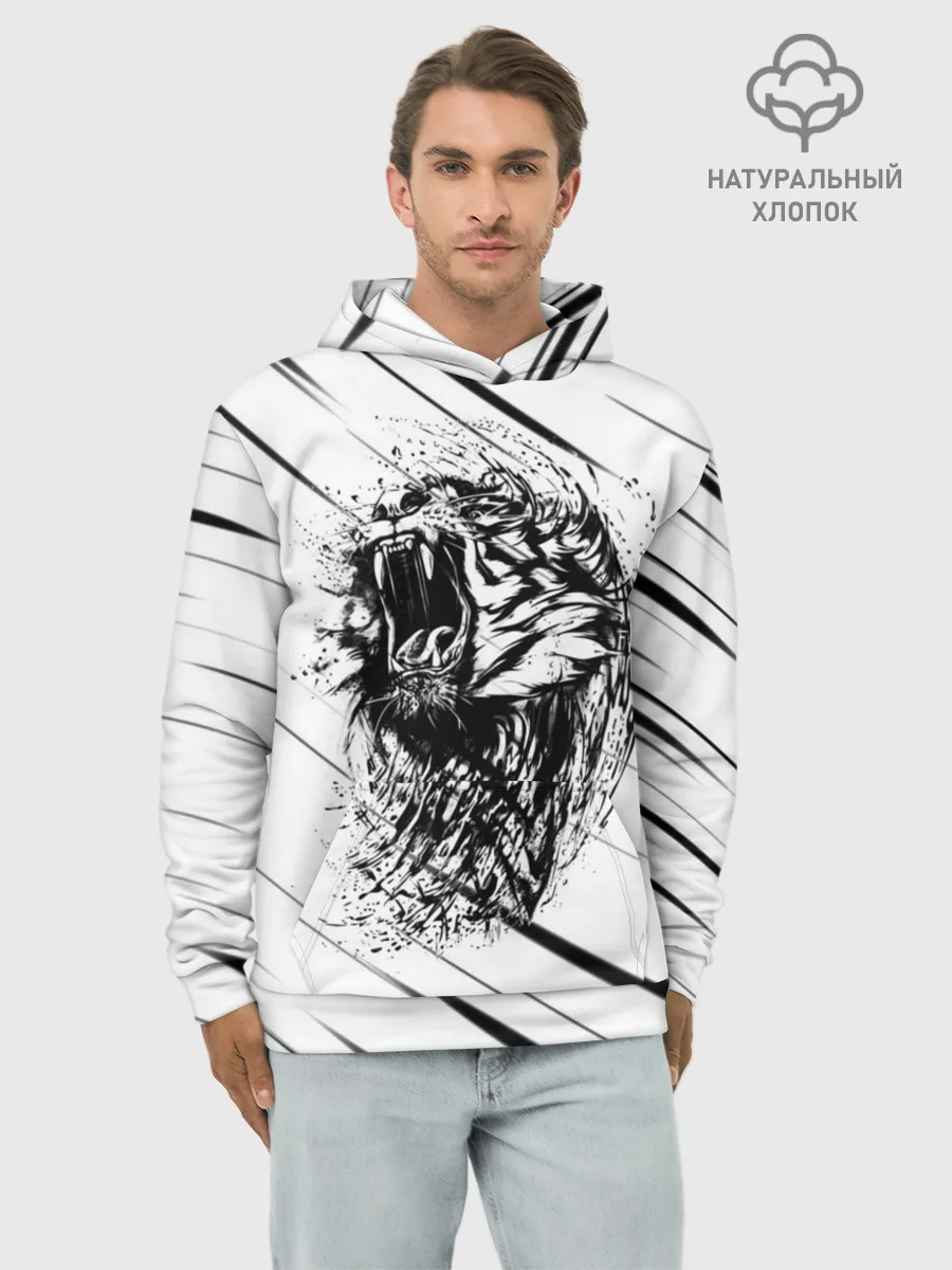 Худи мужской база хлопок / Тигр | Tiger