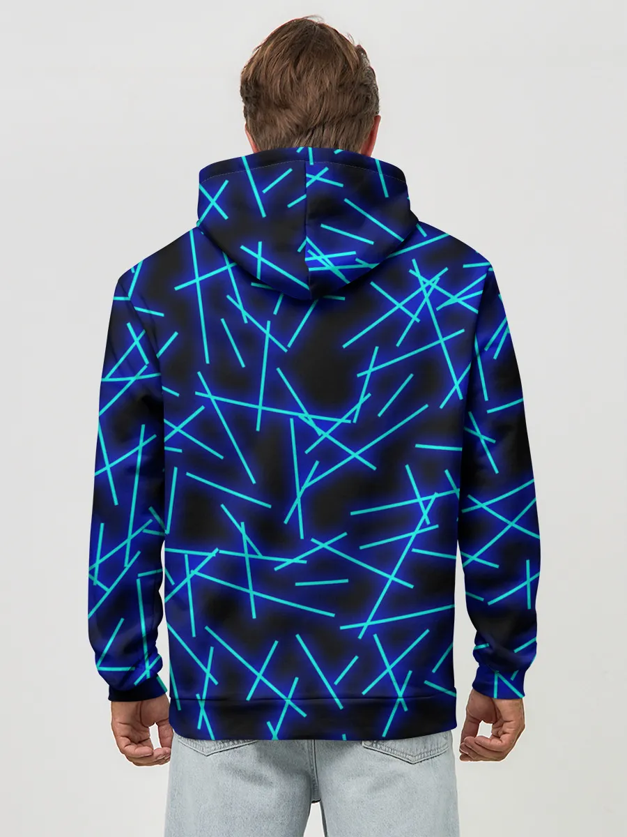 Худи мужской база хлопок / Неоновые линии