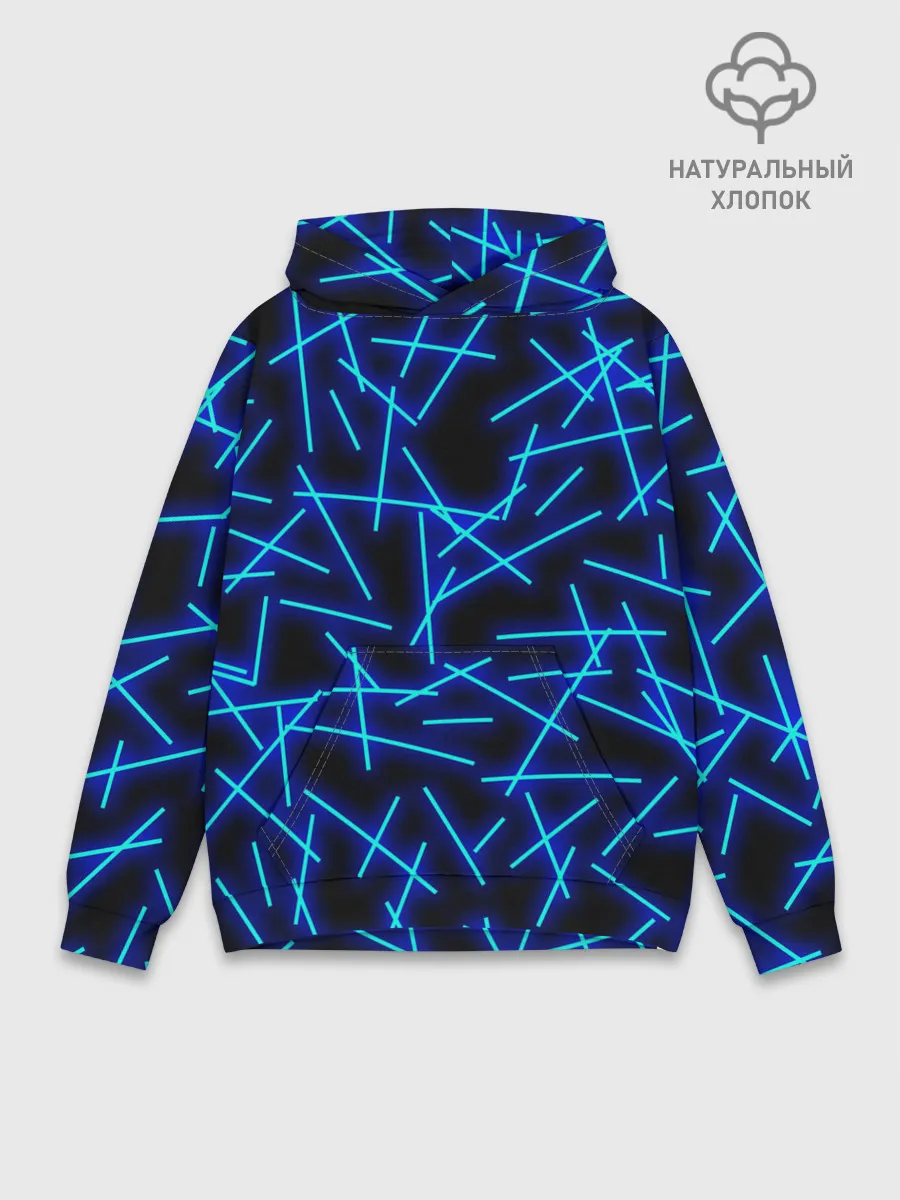 Худи мужской база хлопок / Неоновые линии