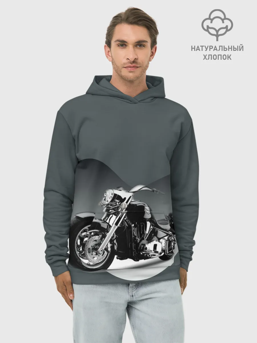 Худи мужской база хлопок / Мотоцикл