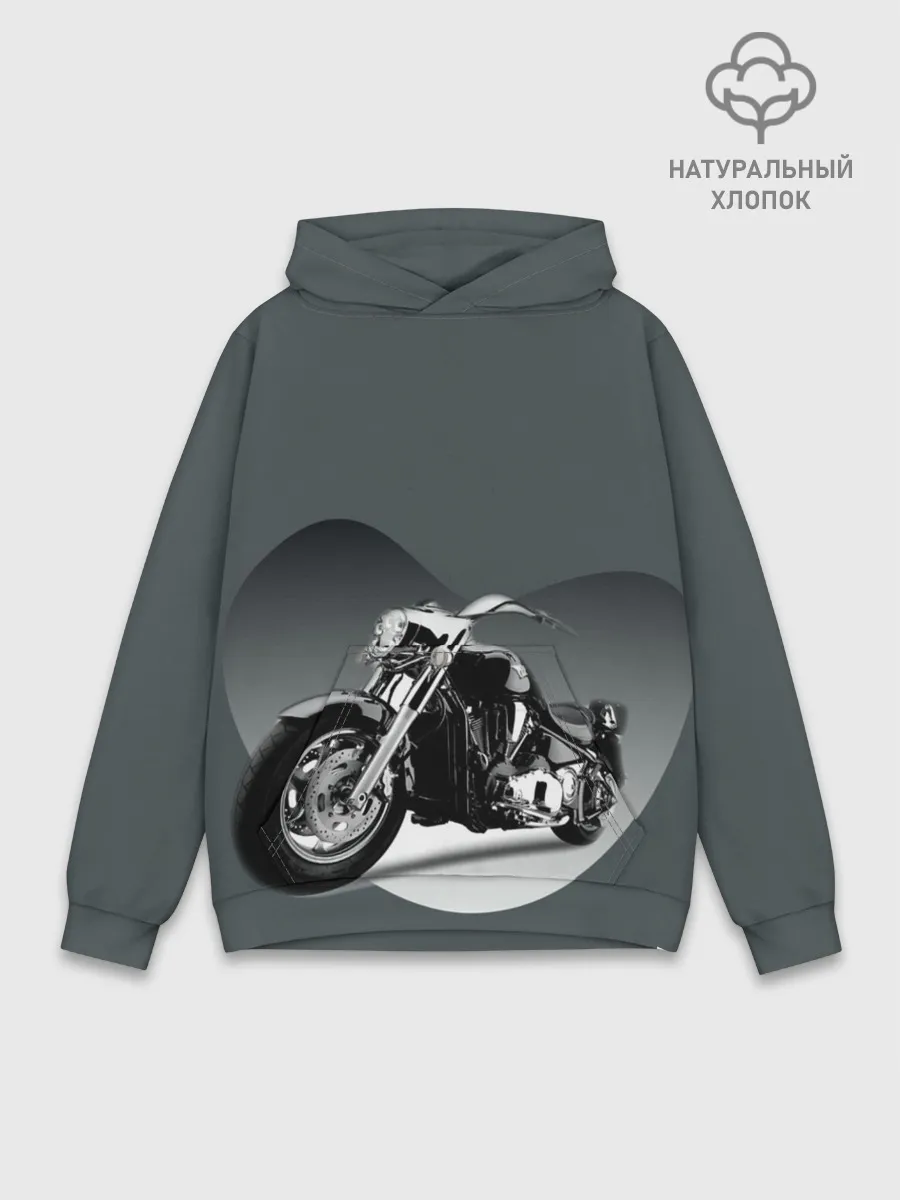 Худи мужской база хлопок / Мотоцикл