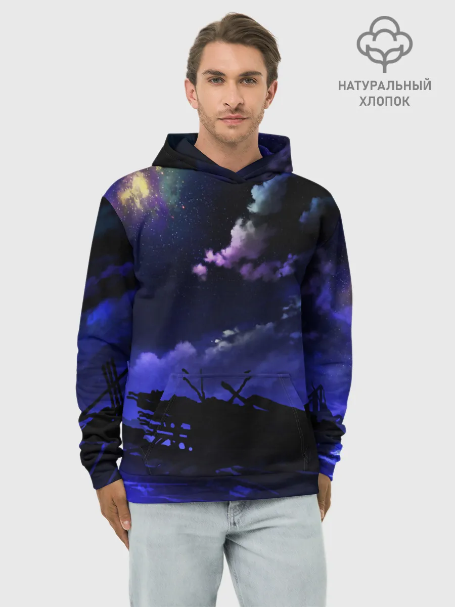 Худи мужской база хлопок / Ночной закат