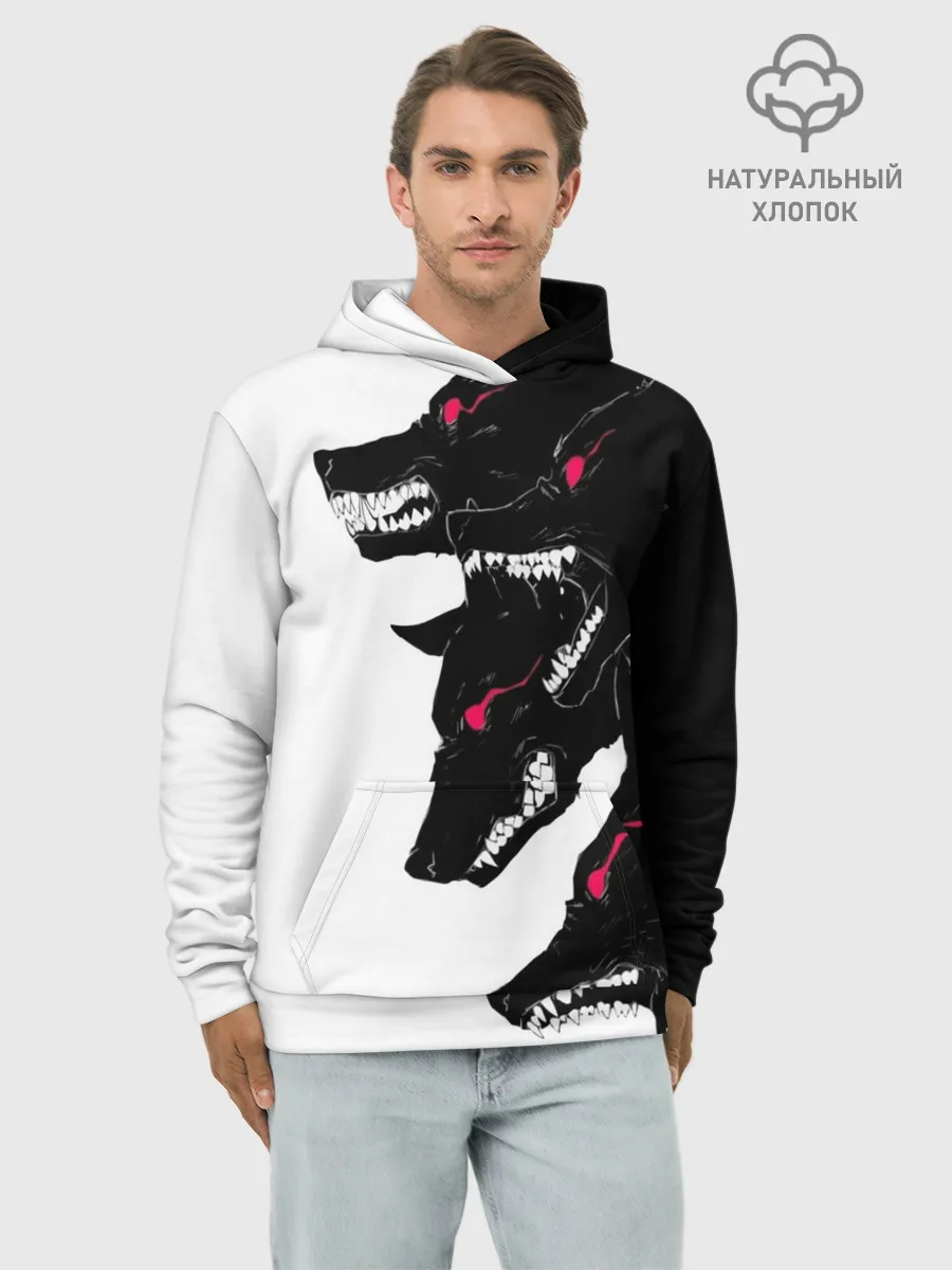 Худи мужской база хлопок / Волки