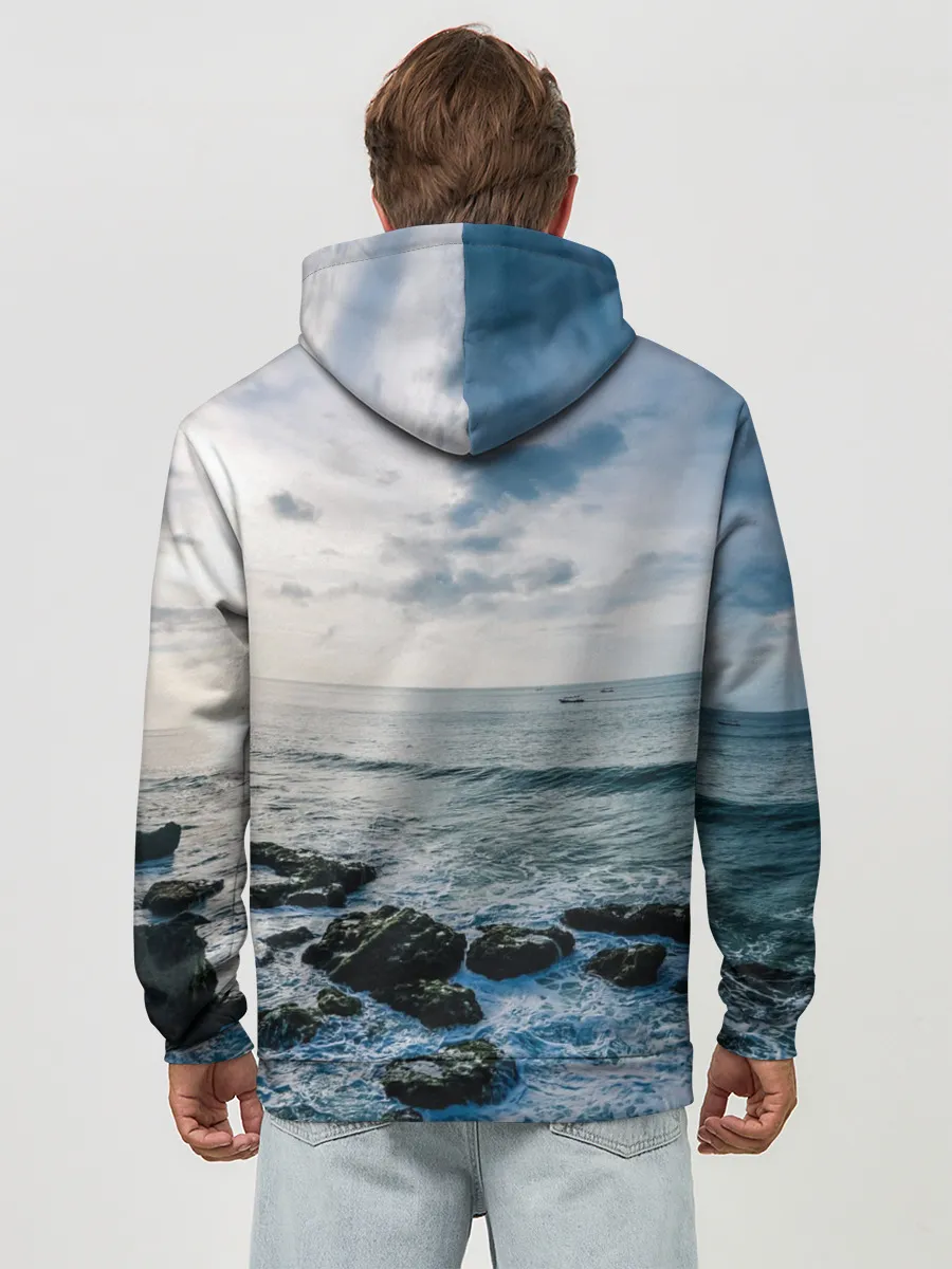 Худи мужской база хлопок / Море