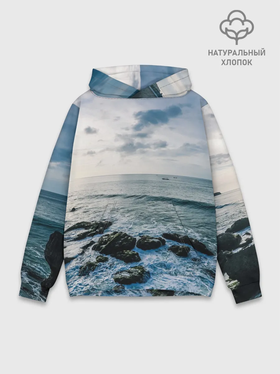 Худи мужской база хлопок / Море