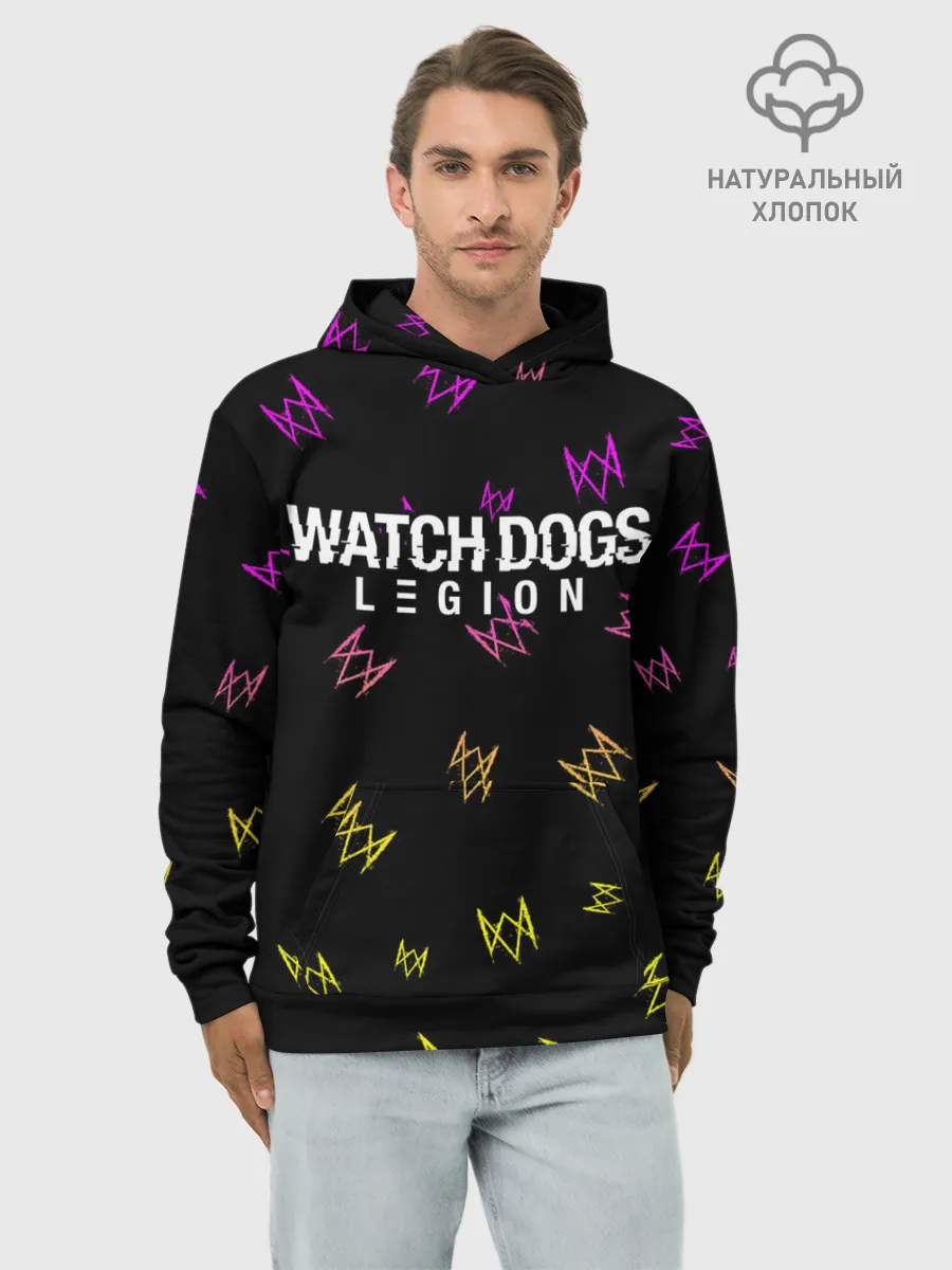 Худи мужской база хлопок / WATCH DOGS LEGION / ВОТЧ ДОГС