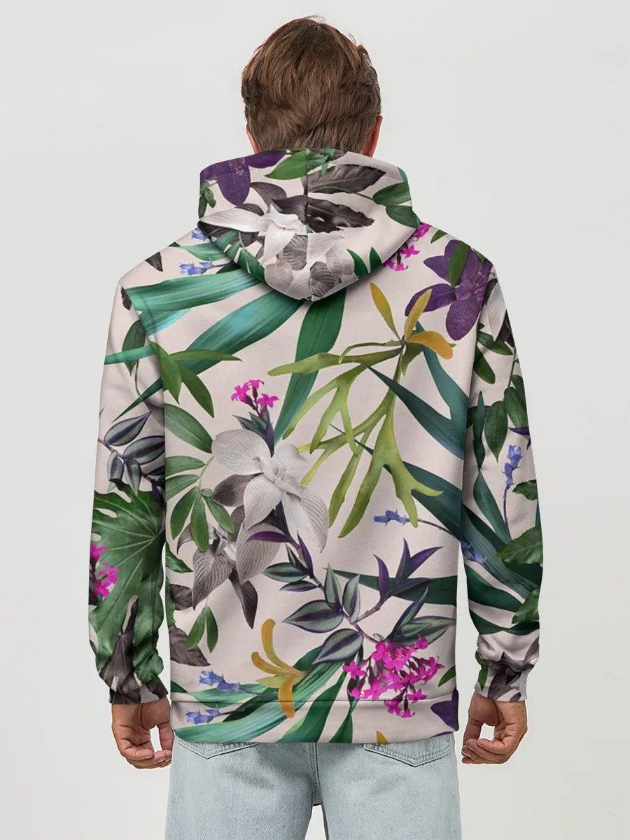 Худи мужской база хлопок / Череп в цветах