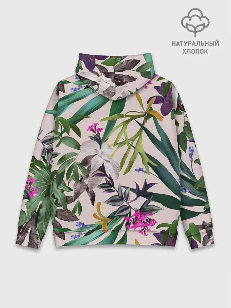 Худи мужской база хлопок / Череп в цветах