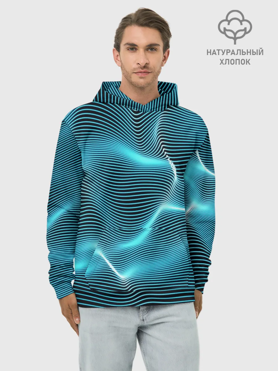 Худи мужской база хлопок / Neon lines
