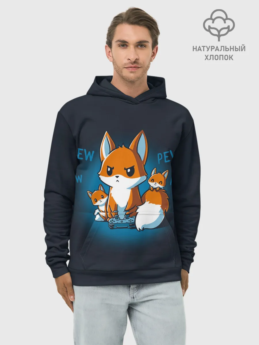 Худи мужской база хлопок / Лисы-геймеры