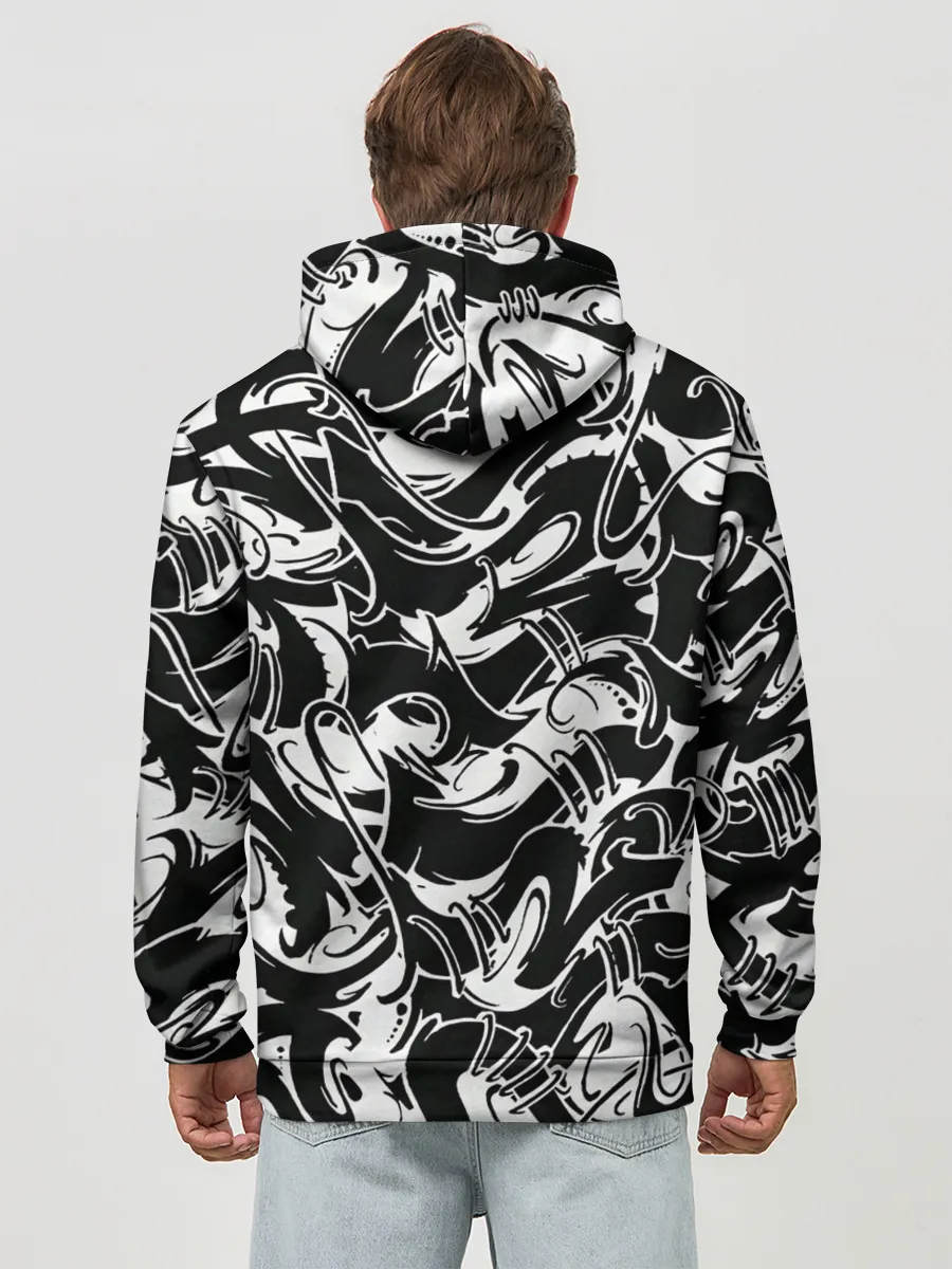 Худи мужской база хлопок / Tattoo | BlackWhite