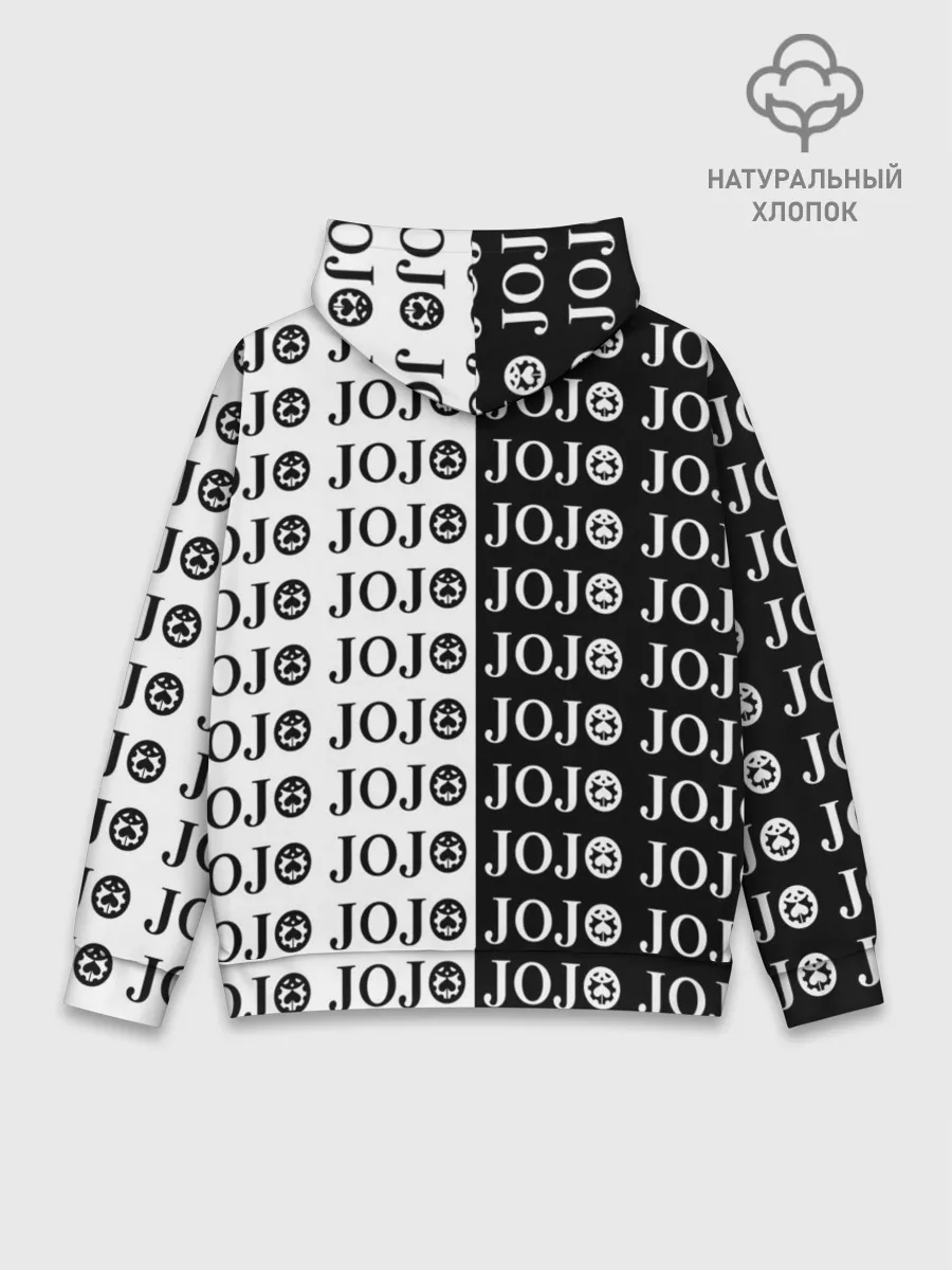 Худи мужской база хлопок / Логотип джо джо паттерн черно-белый