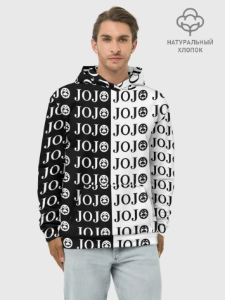Худи мужской база хлопок / Логотип джо джо паттерн черно-белый