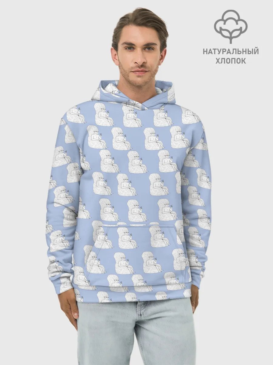 Худи мужской база хлопок / Голубой мегамозг