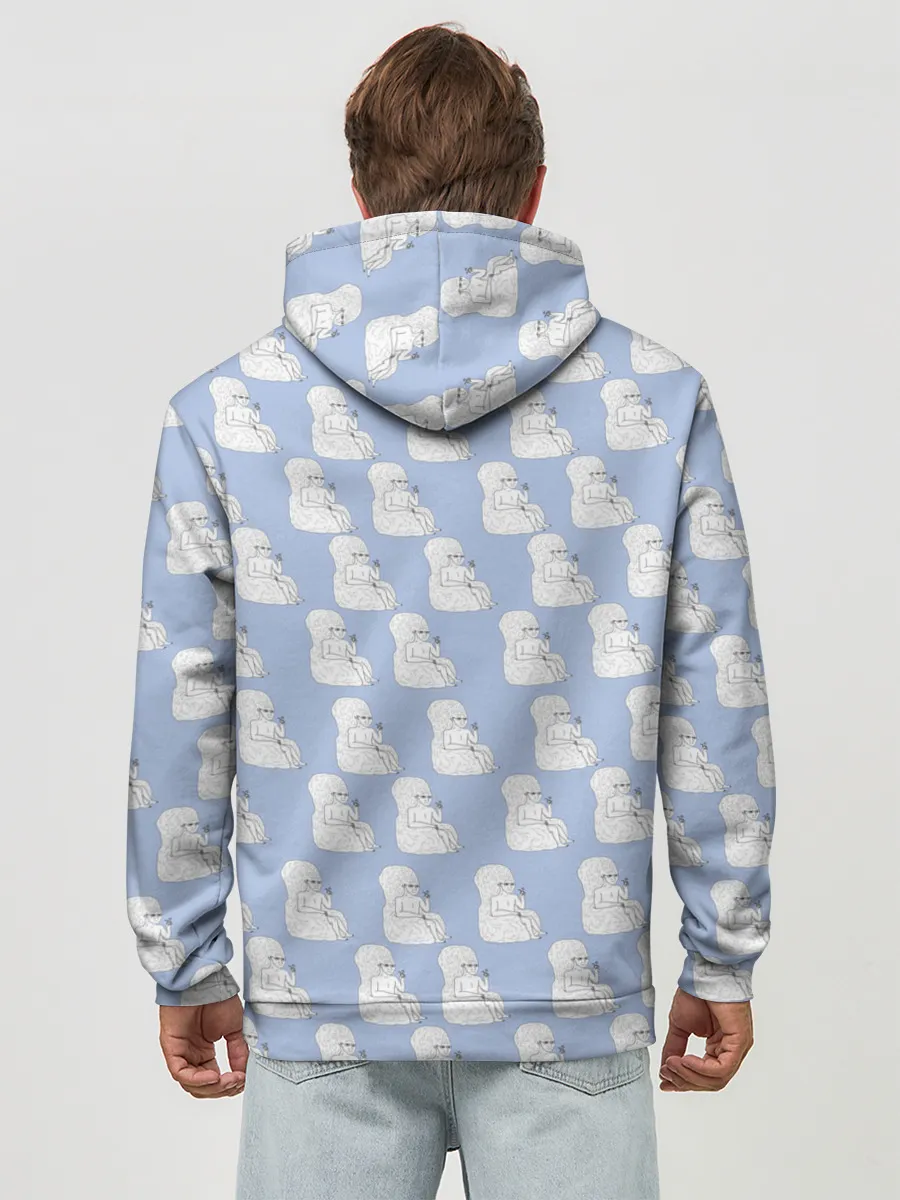 Худи мужской база хлопок / Голубой мегамозг