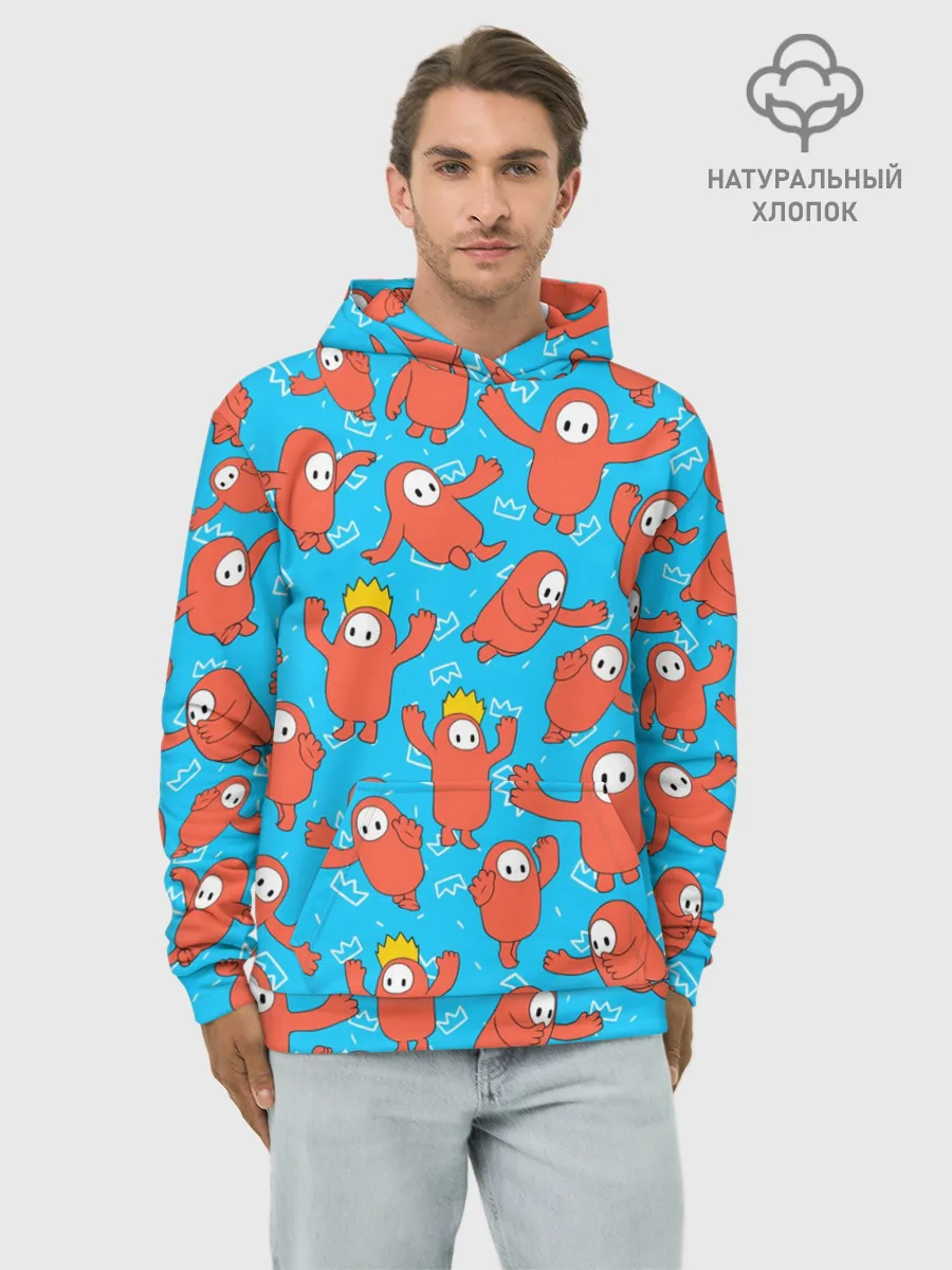 Худи мужской база хлопок / Fall guys red