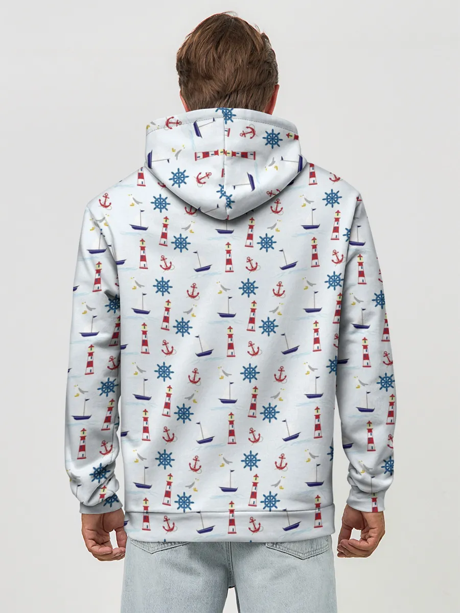 Худи мужской база хлопок / Кораблики да маяки