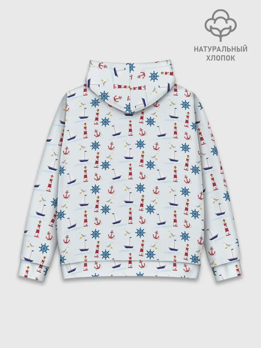 Худи мужской база хлопок / Кораблики да маяки