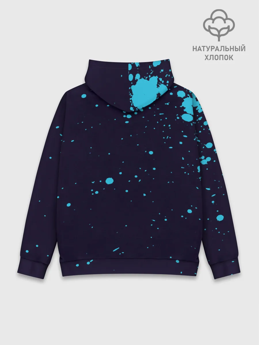Худи мужской база хлопок / Дзётаро синие брызги