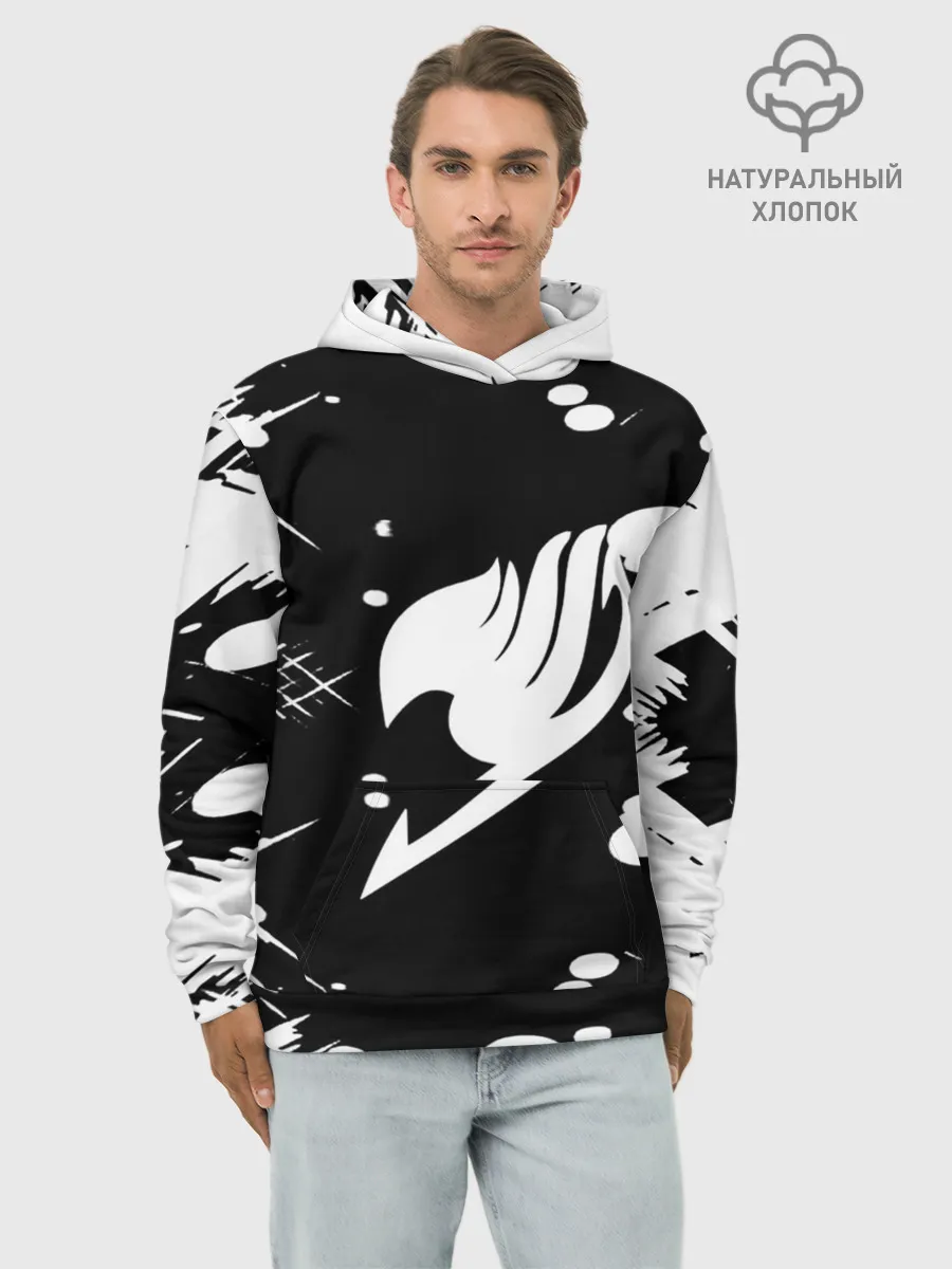 Худи мужской база хлопок / Хвост Феи геометрия в чб