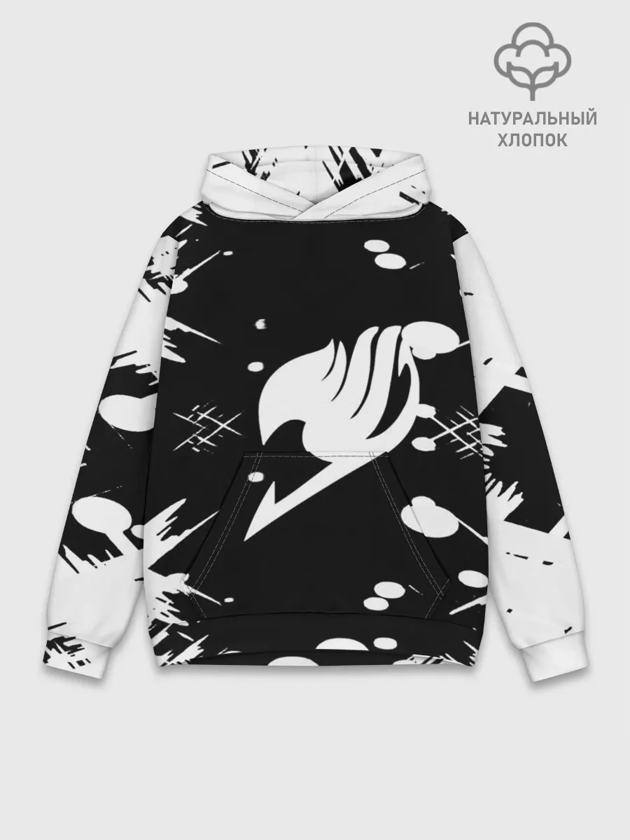 Худи мужской база хлопок / Хвост Феи геометрия в чб