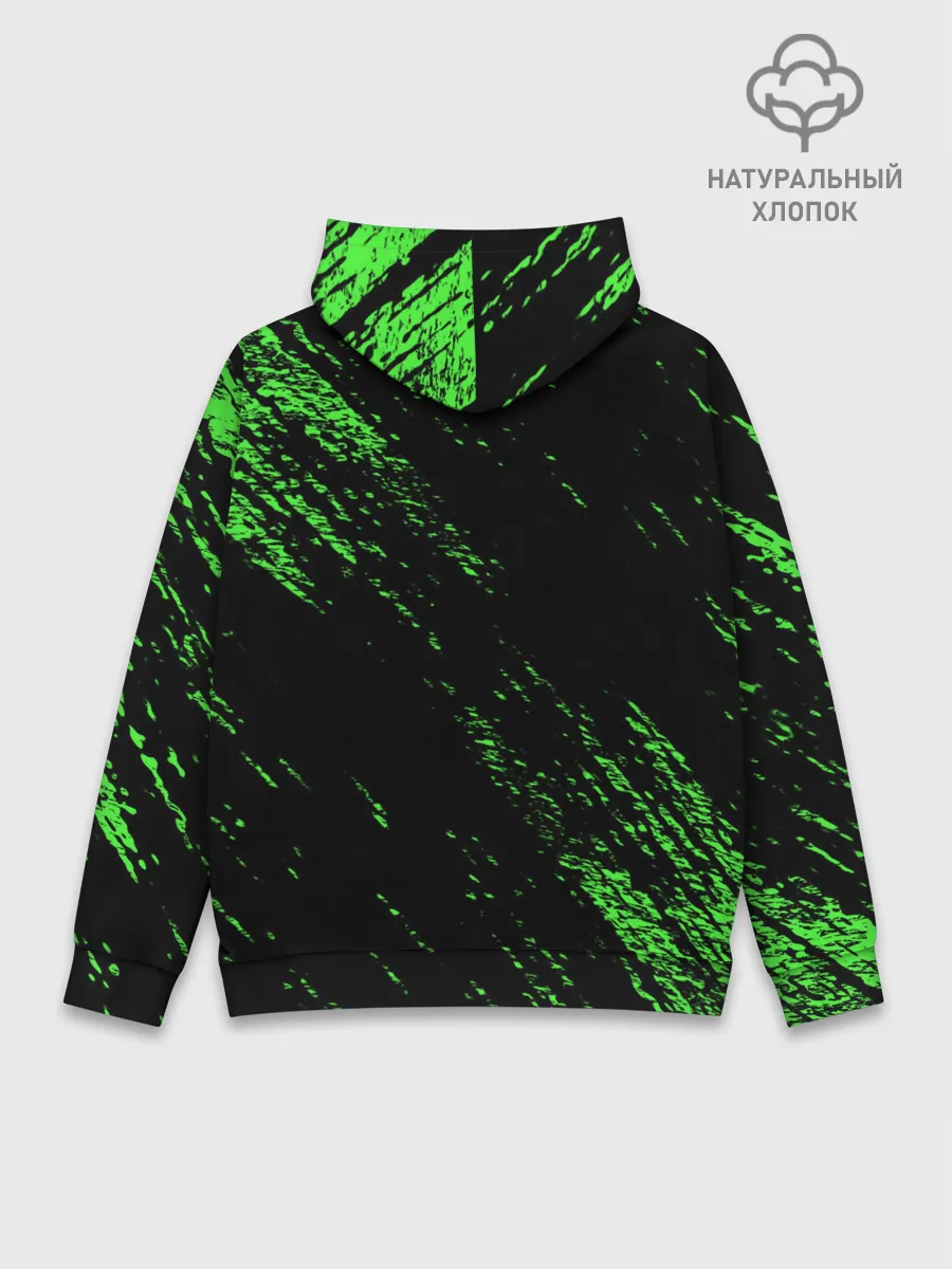 Худи мужской база хлопок / Хвост Феи зеленая диагональ