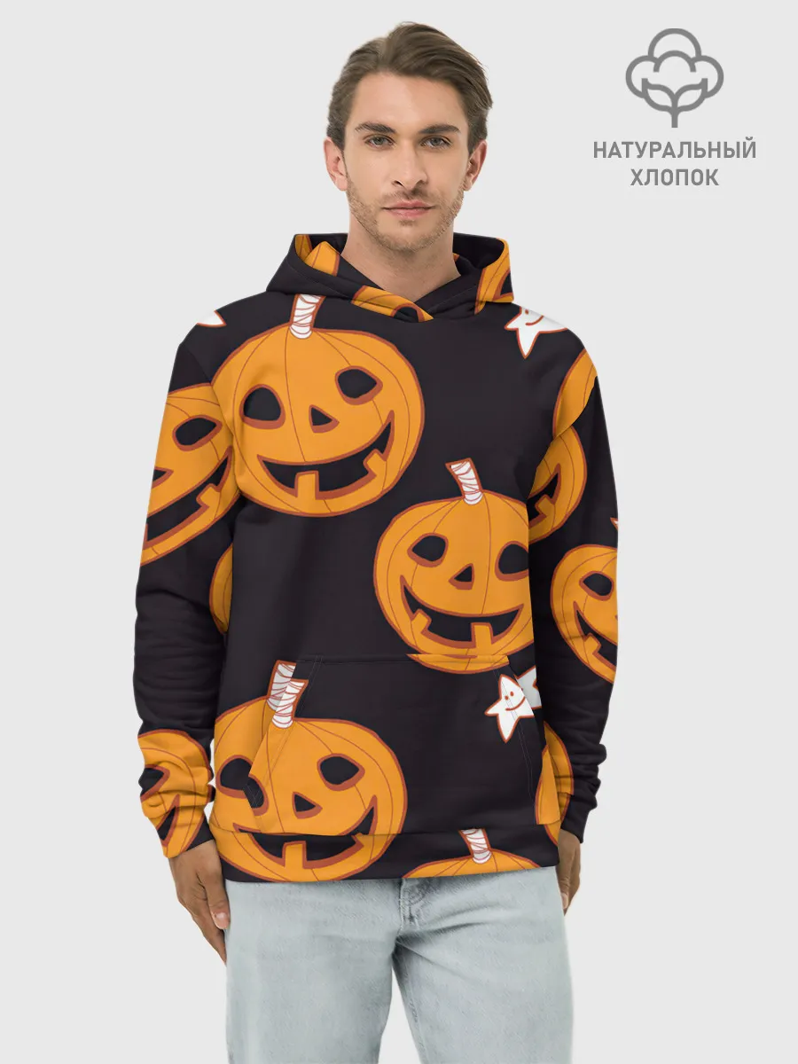 Худи мужской база хлопок / Весёлые тыквы